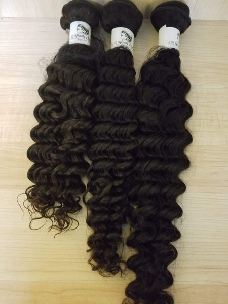 L & R Hair 10A Deep Curly 3 Bundles With Closure